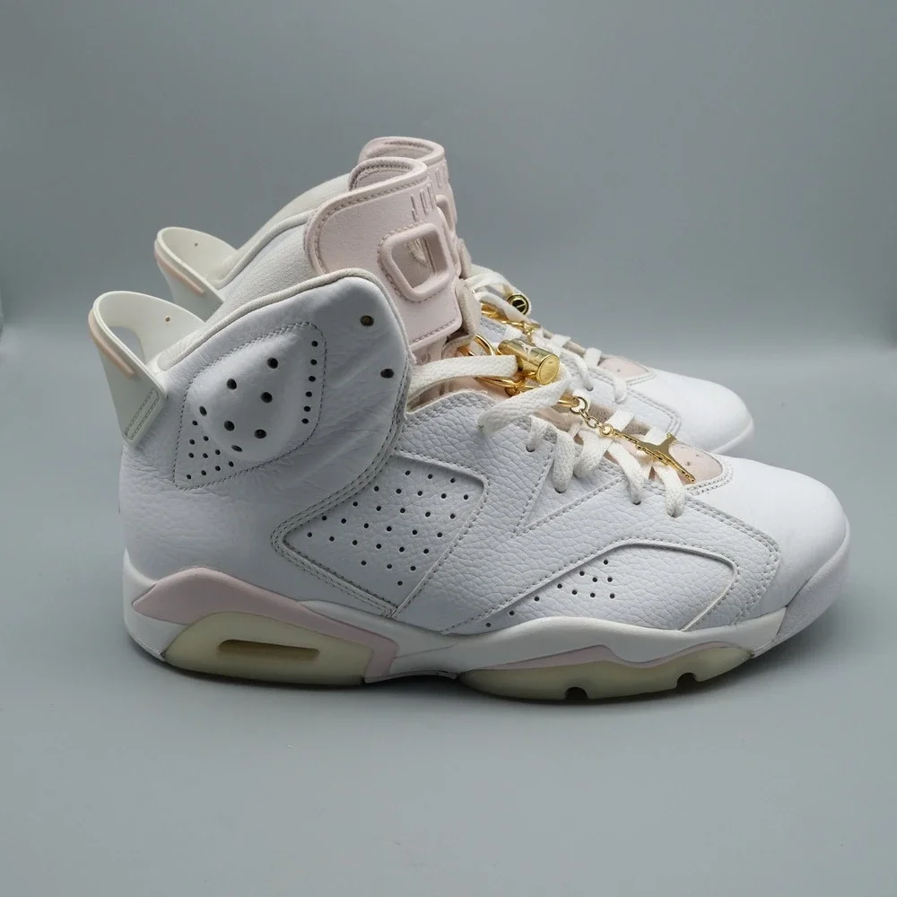 Nike Air Jordan 6 Retro Gold Hoops Wmns 11 Men 9.5 White Pink DH9696-100